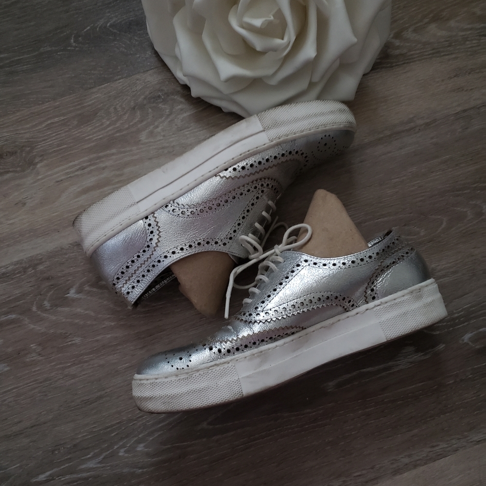 Oxford Platform Sneakers Leather Cutout  8/38 - Picture 2 of 7
